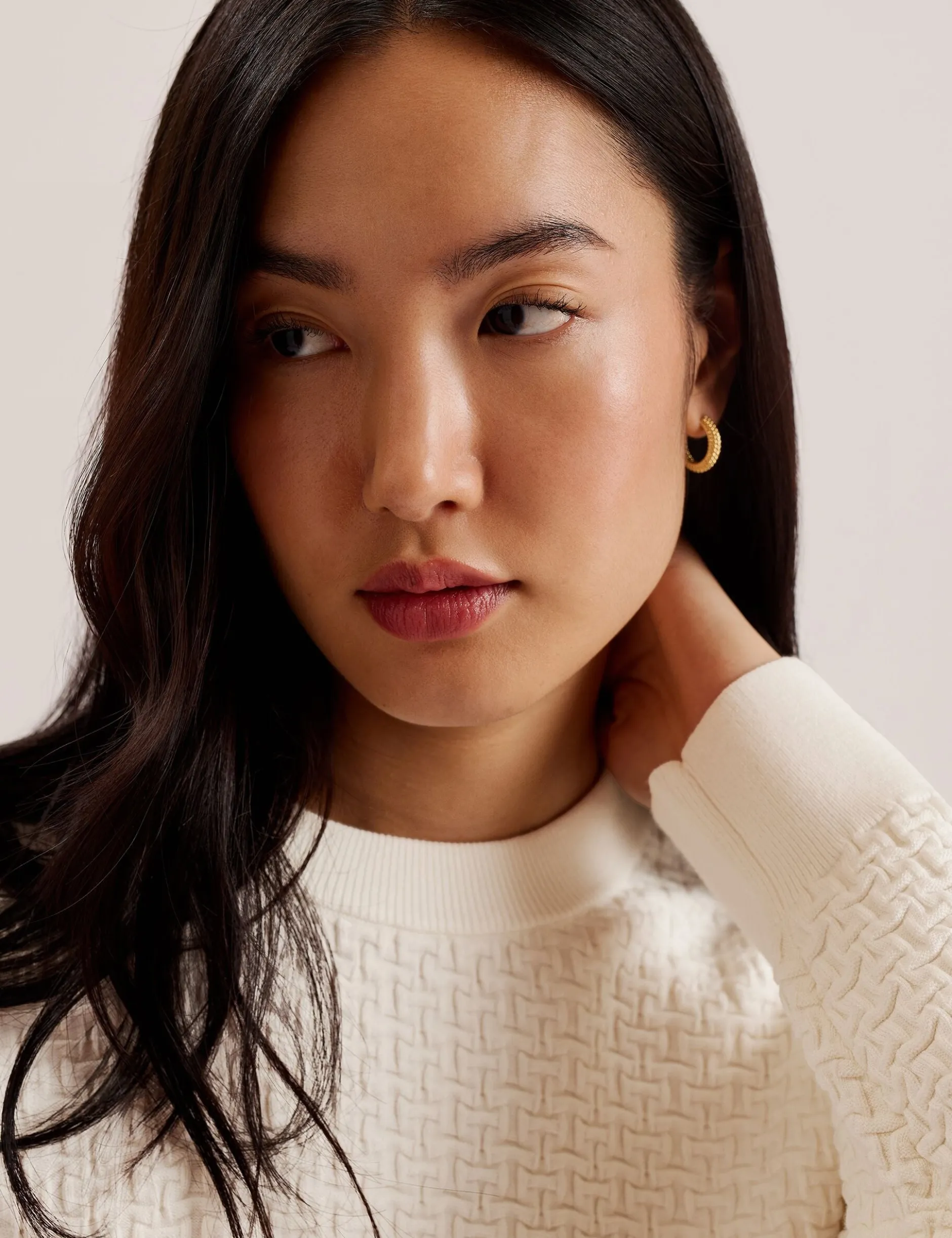 Strukturierter T-Jacquard-Strickpullover