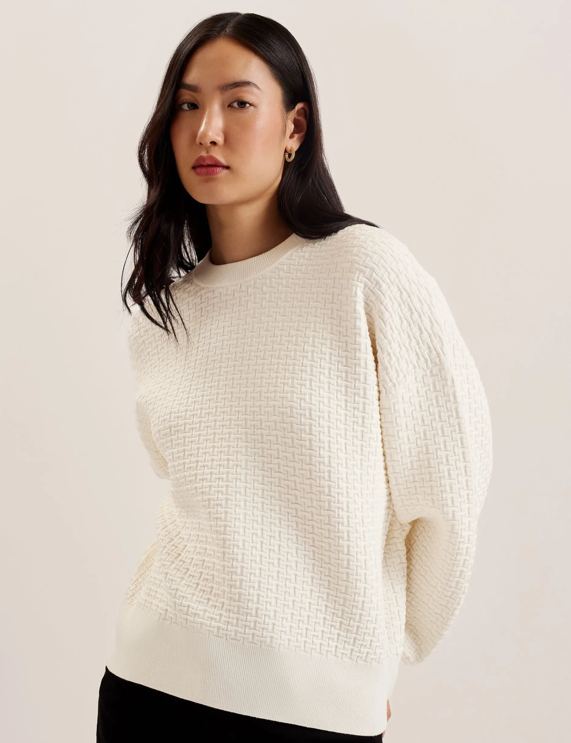 Strukturierter T-Jacquard-Strickpullover