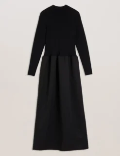 Strukturiertes Maxikleid mit gestricktem Oberteil