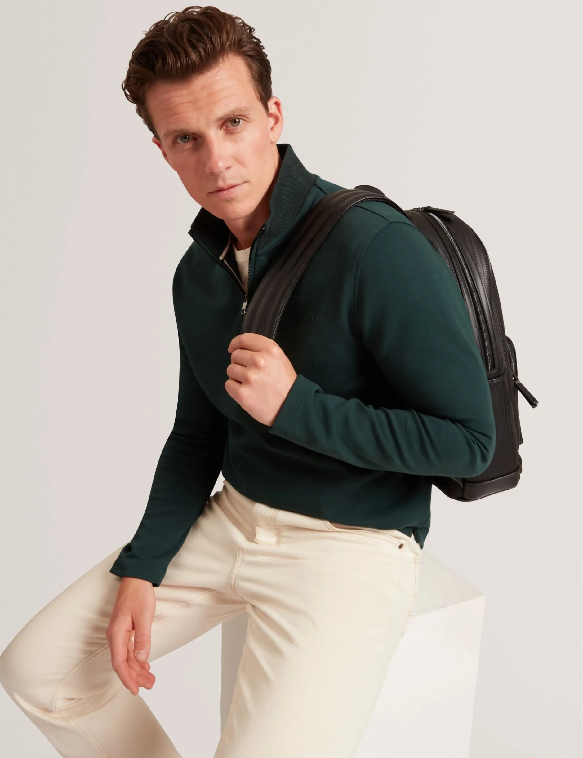 Sweatshirt aus Stretch-Baumwolle mit Reißverschlusskragen