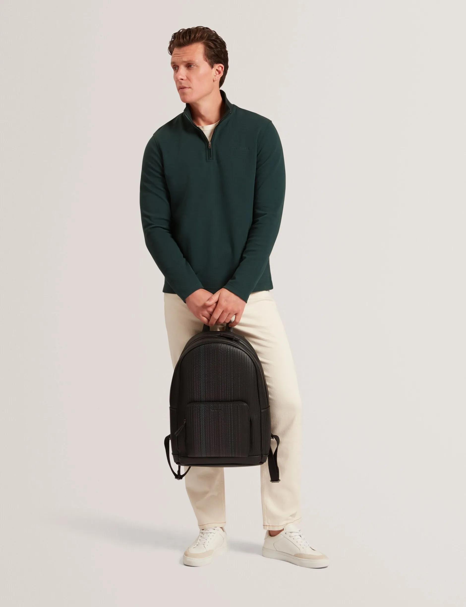 Sweatshirt aus Stretch-Baumwolle mit Reißverschlusskragen