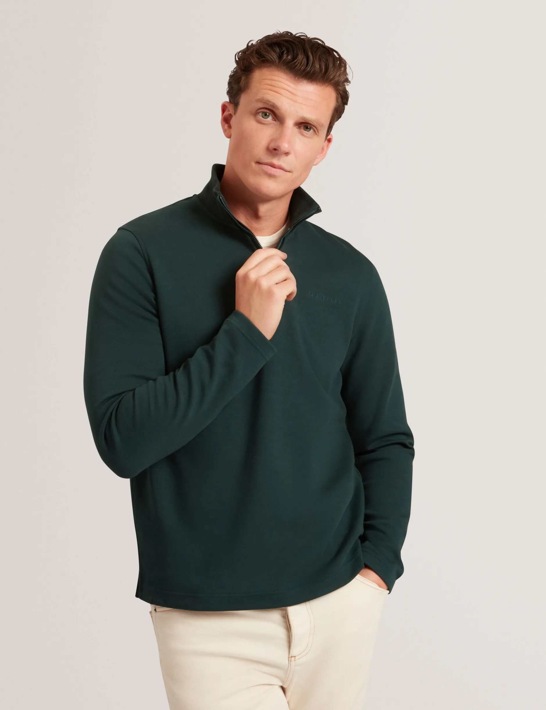 Sweatshirt aus Stretch-Baumwolle mit Reißverschlusskragen