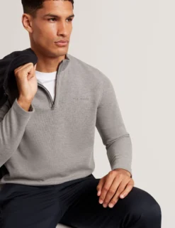 Sweatshirt aus Stretch-Baumwolle mit Reißverschlusskragen
