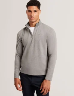 Sweatshirt aus Stretch-Baumwolle mit Reißverschlusskragen