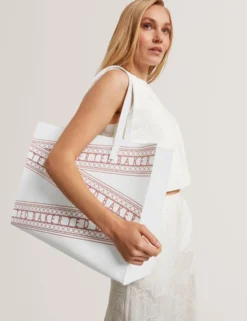 Tasche mit breitem Gurtband-Print und Icon-Motiv