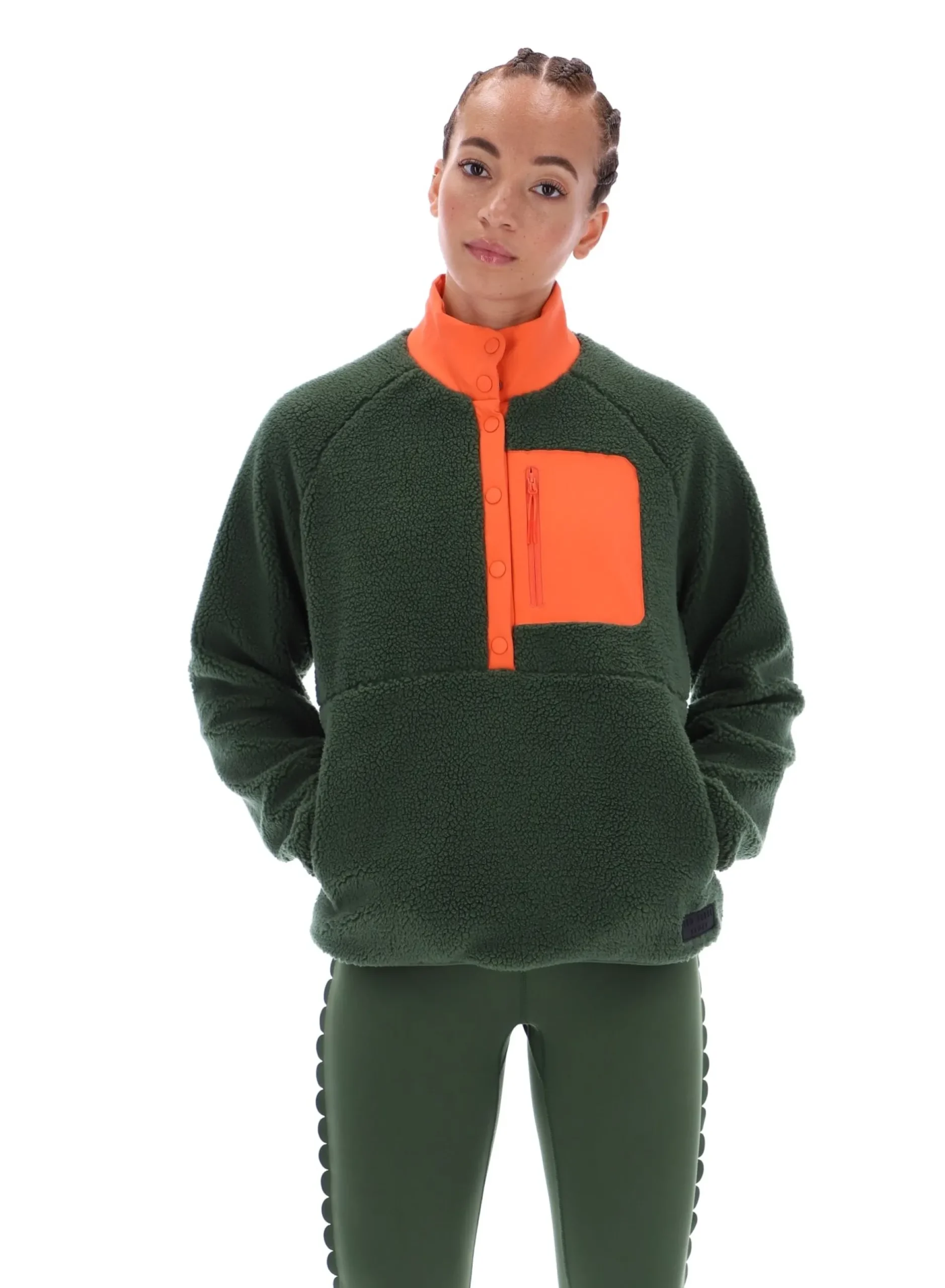 Thermojacke aus Borg-Fleece mit hohem Kragen zum Überziehen