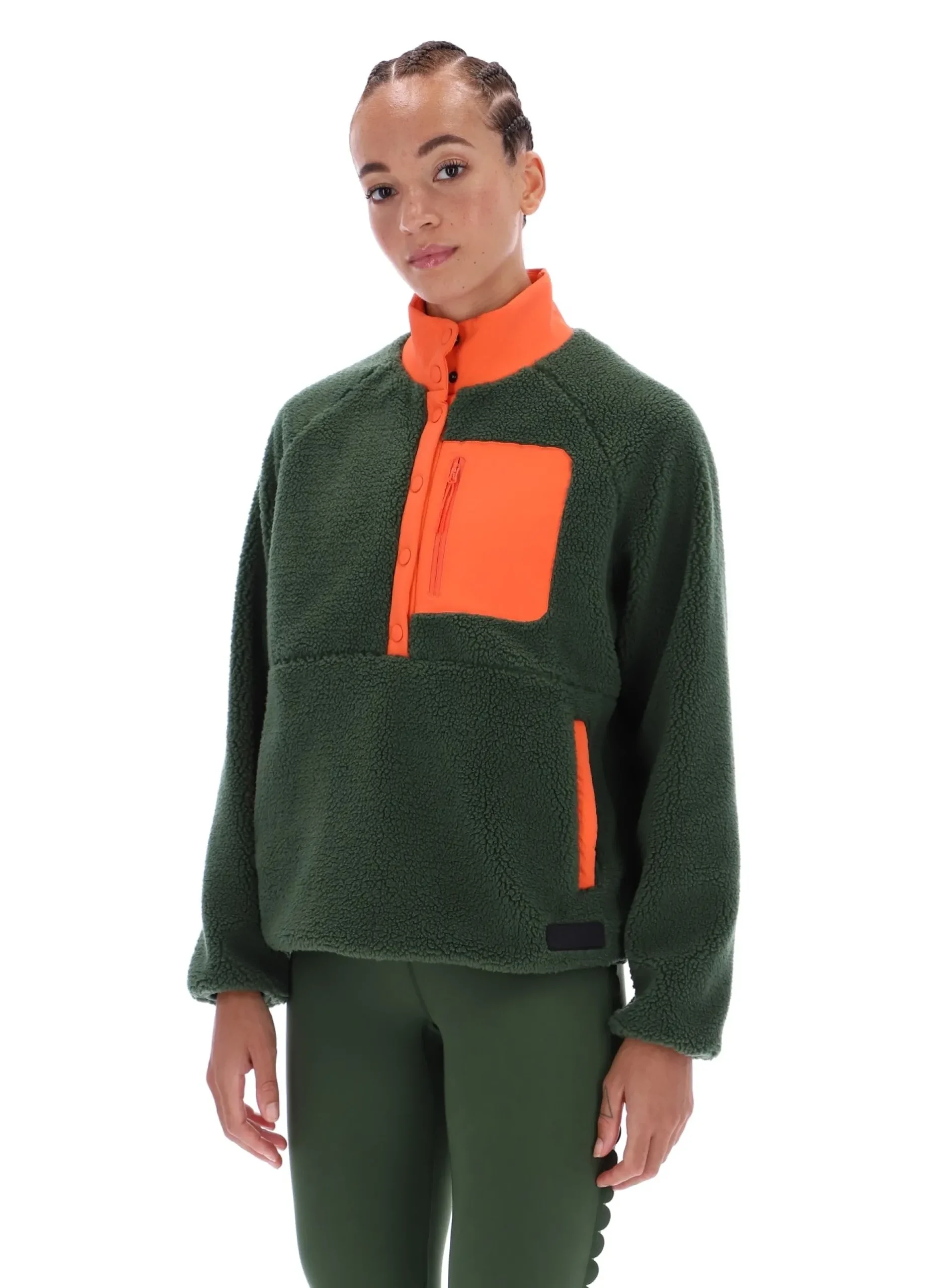 Thermojacke aus Borg-Fleece mit hohem Kragen zum Überziehen