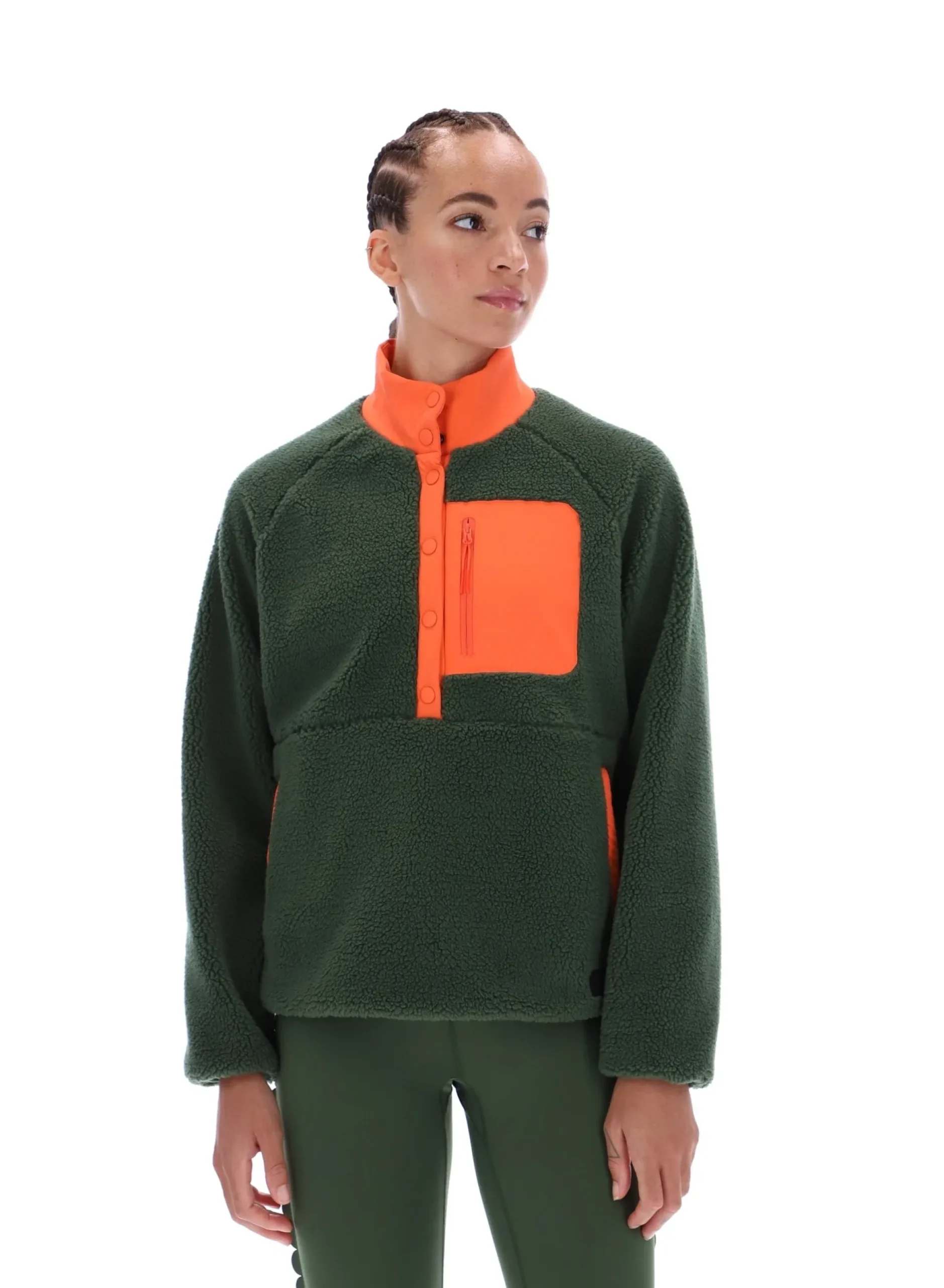 Thermojacke aus Borg-Fleece mit hohem Kragen zum Überziehen