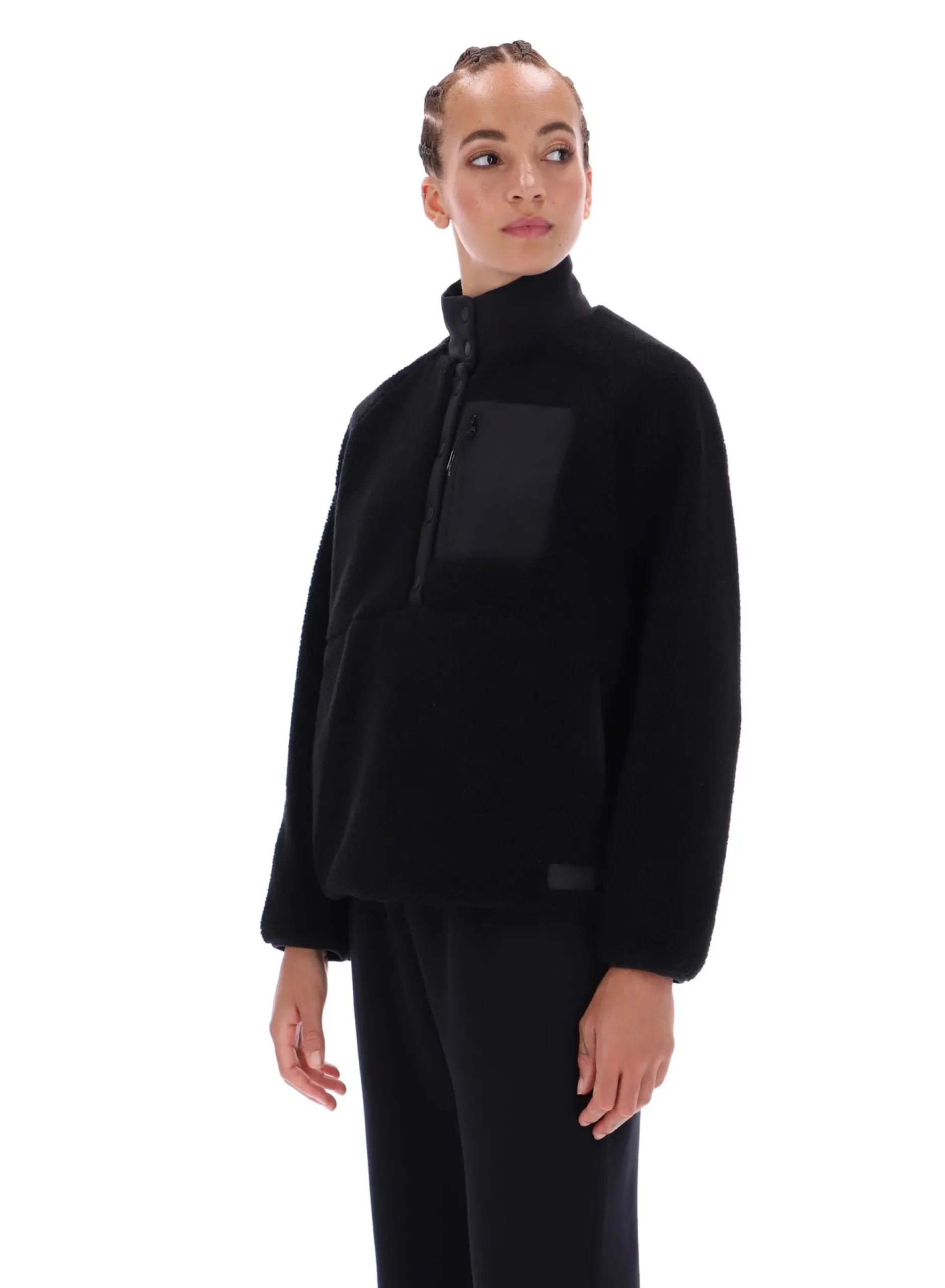Thermojacke aus Borg-Fleece mit hohem Kragen zum Überziehen