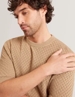 T-Shirt aus Baumwolle mit Diamant-Häkelmuster