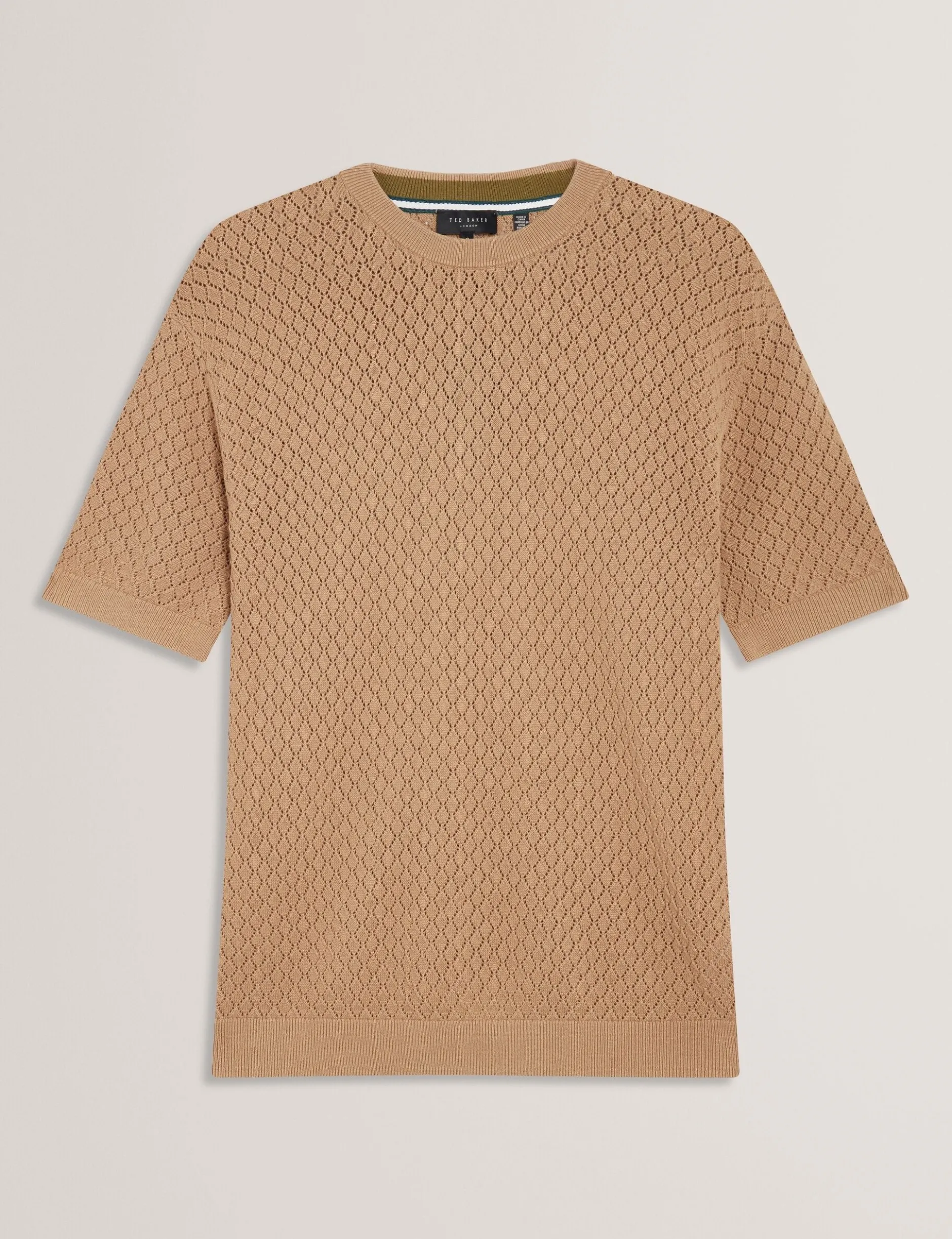 T-Shirt aus Baumwolle mit Diamant-Häkelmuster