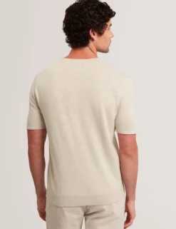 T-Shirt aus Leinenmischgewebe mit gerolltem Saum