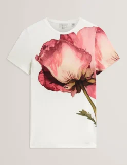 T-Shirt mit Blumenmuster, weicher Haptik, tailliert