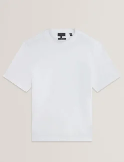 T-Shirt mit strukturiertem Halsausschnitt und Markenlogo