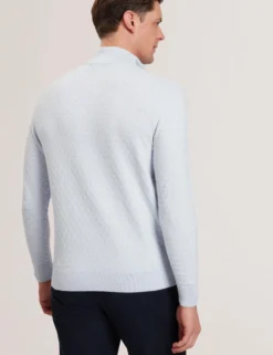T-Strickpullover mit halbem Reißverschluss und Stehkragen