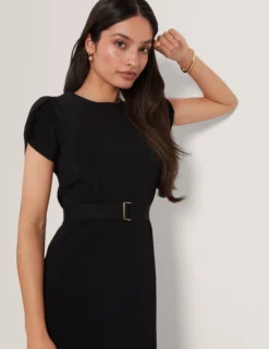 Tulpenärmel-Midikleid mit Gürtel