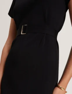 Tulpenärmel-Midikleid mit Gürtel