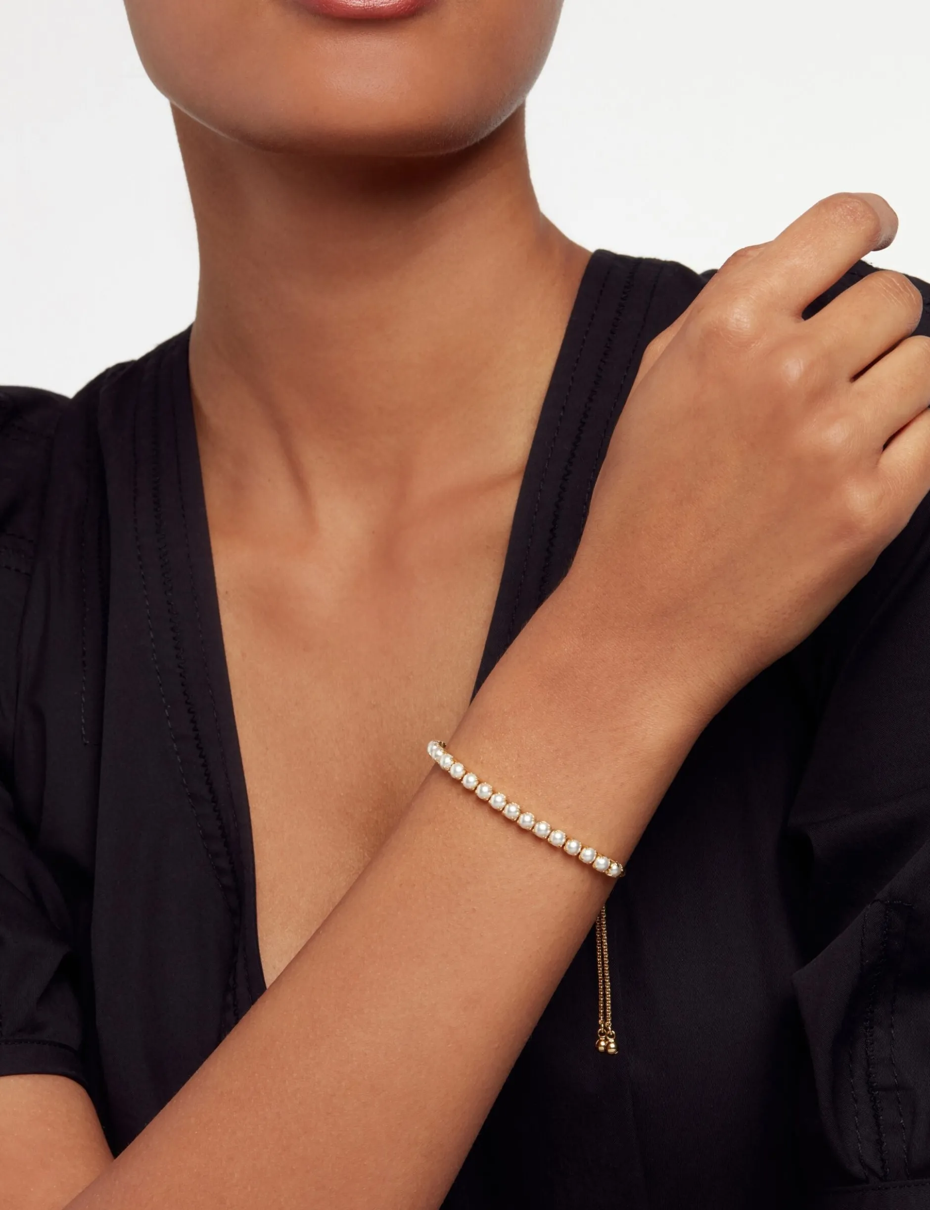 Verstellbares Tennisarmband mit Perle