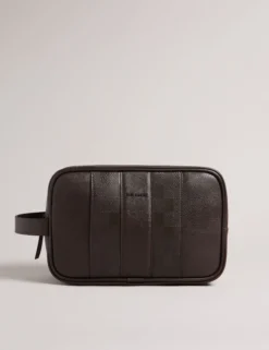 Waschtasche aus Kunstleder mit Karomuster