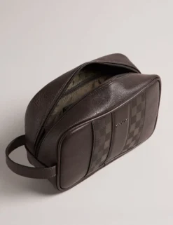 Waschtasche aus Kunstleder mit Karomuster