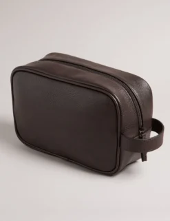 Waschtasche aus Kunstleder mit Karomuster