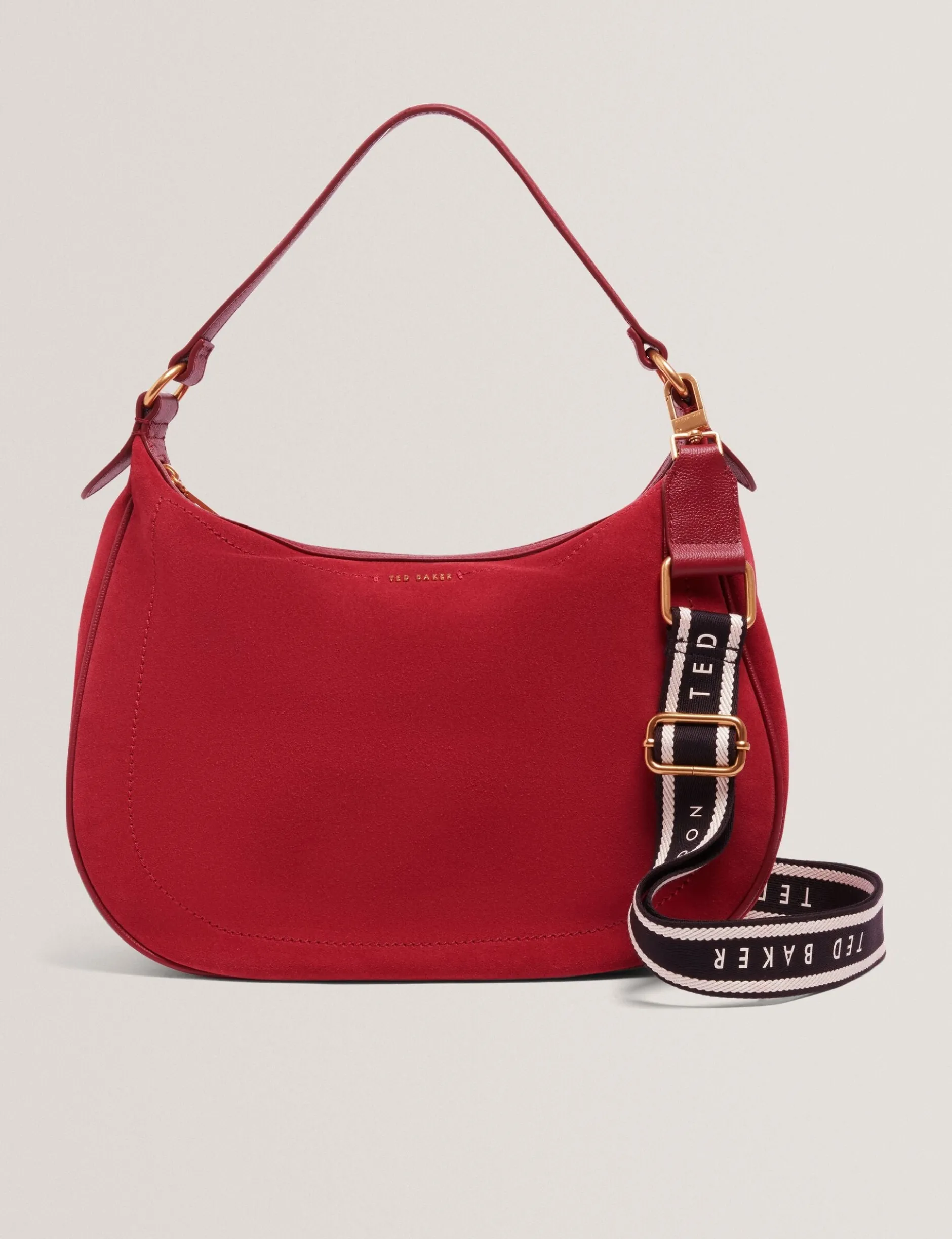 Wildleder-Hobo-Bag mit gewebtem Riemen