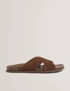 Wildleder-Sandalen mit gekreuzten Riemen und Fußbett