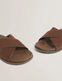Wildleder-Sandalen mit gekreuzten Riemen und Fußbett